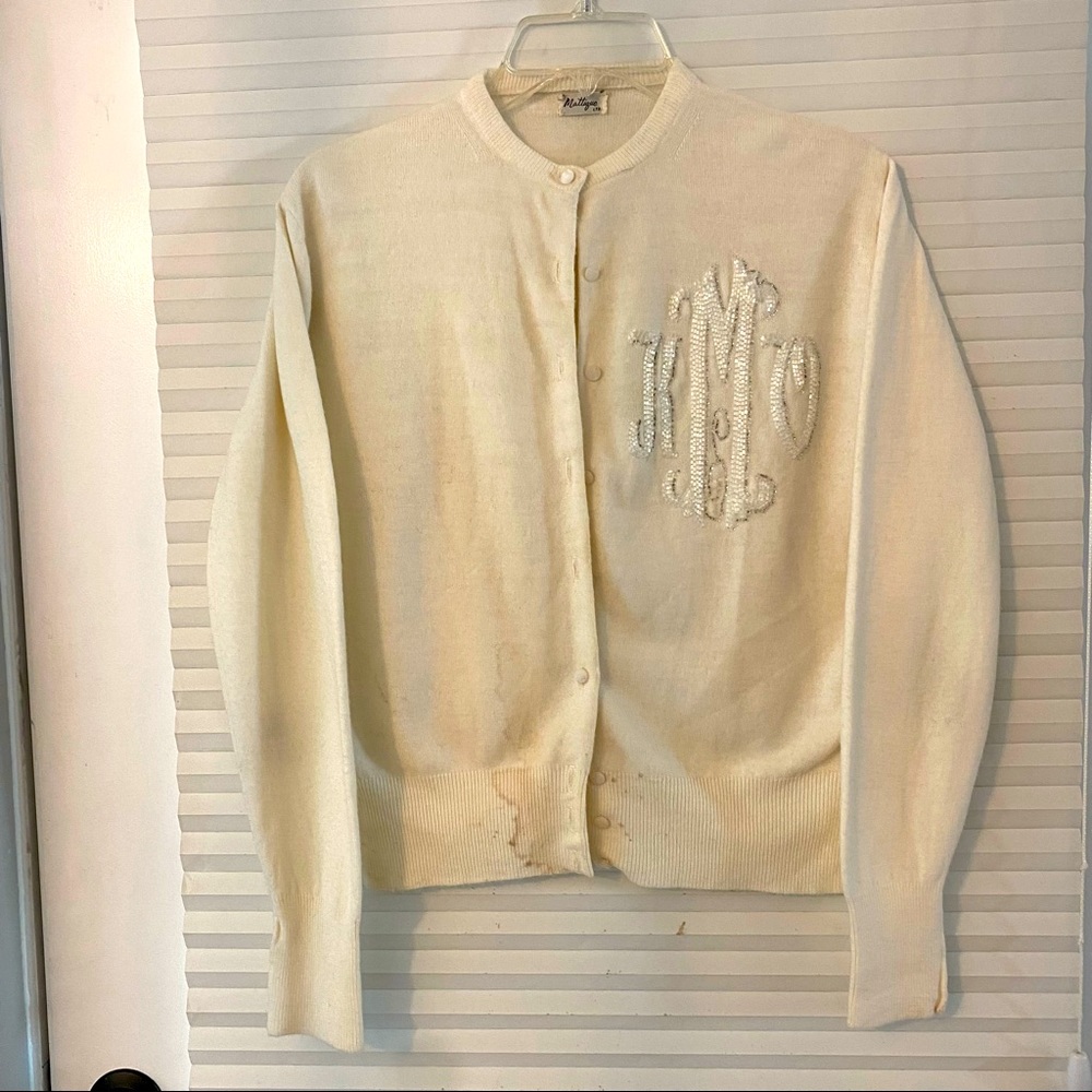 1950s Vintage wool beaded cardigan